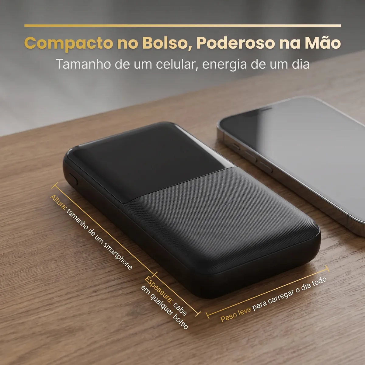 Power Bank 20000mAh Turbo 22,5W Carga Rápida 10V De Saída Com 4 Cabos Integrados Display De Nível De Bateria Alça Para Transporte Lanterna LED Proteção Contra Sobrecarga Carregador Portátil Preto - Imagem 3